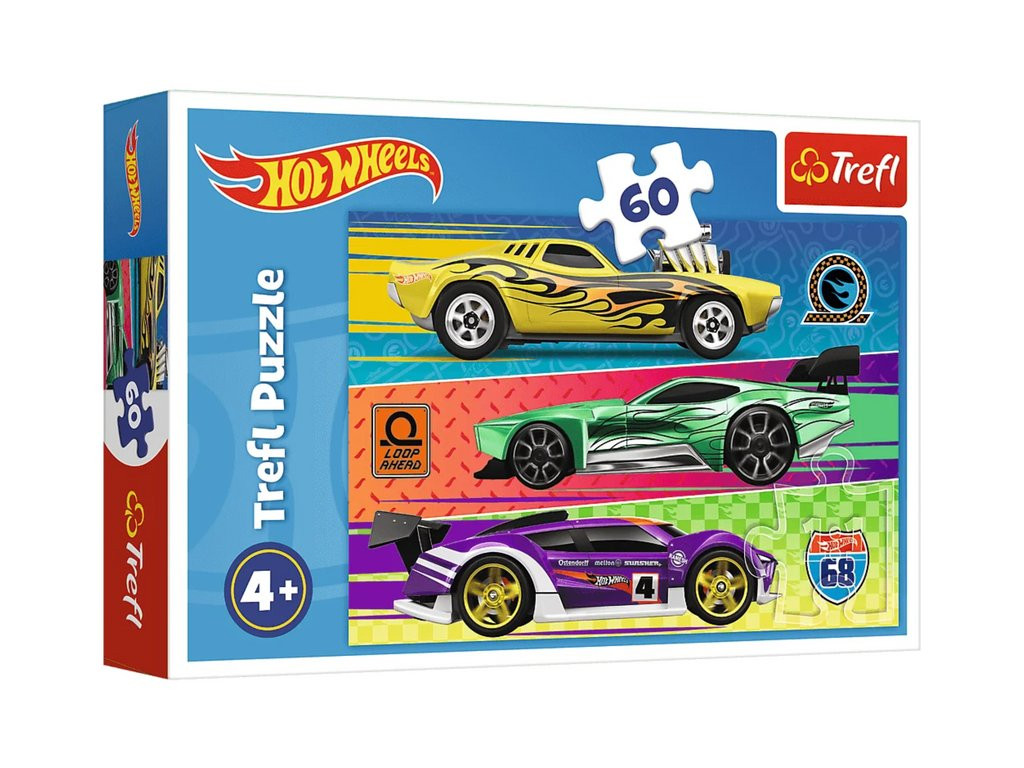 mamido Puzzle závodní Hot Wheels 60 dílků Trefl 17389