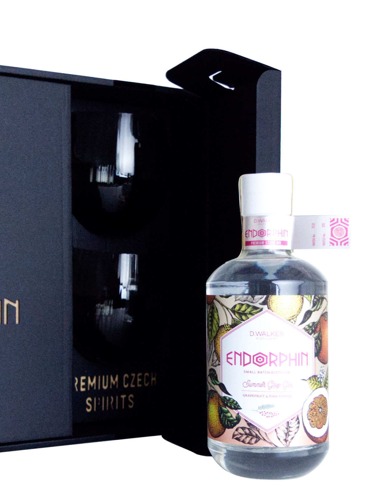 Endorphin gin Endorphin sada: Summer Grep gin + 2x šedé skleničky Tethys