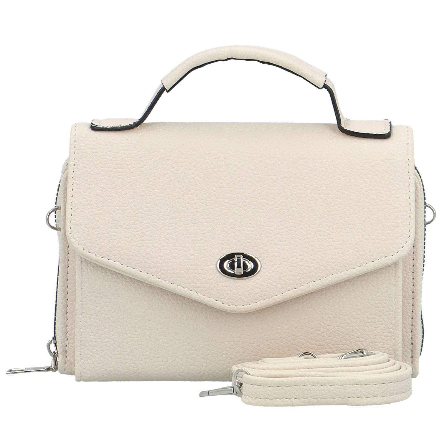 Stylová dámská koženková mini crossbody kabelka Milax, krémová