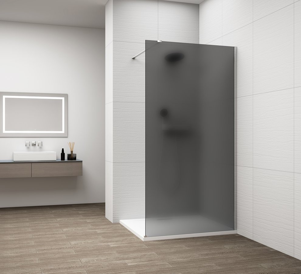 POLYSAN ESCA CHROME jednodílná sprchová zástěna k instalaci ke stěně, kouřové matné sklo, 1000  ES1410-01