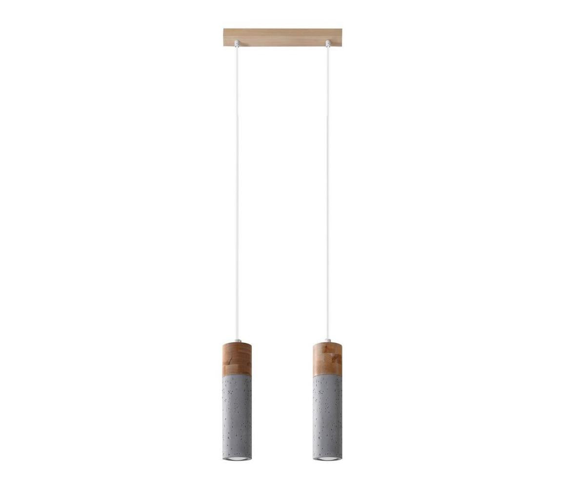 SL.0966 - Lustr na lanku ZANE 2xGU10/40W/230V beton/dřevo