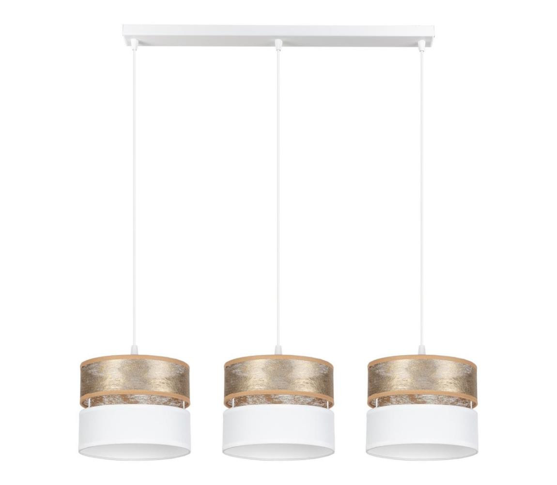 Lustr na lanku LIMA 3xE27/60W/230V zlatá/bílá