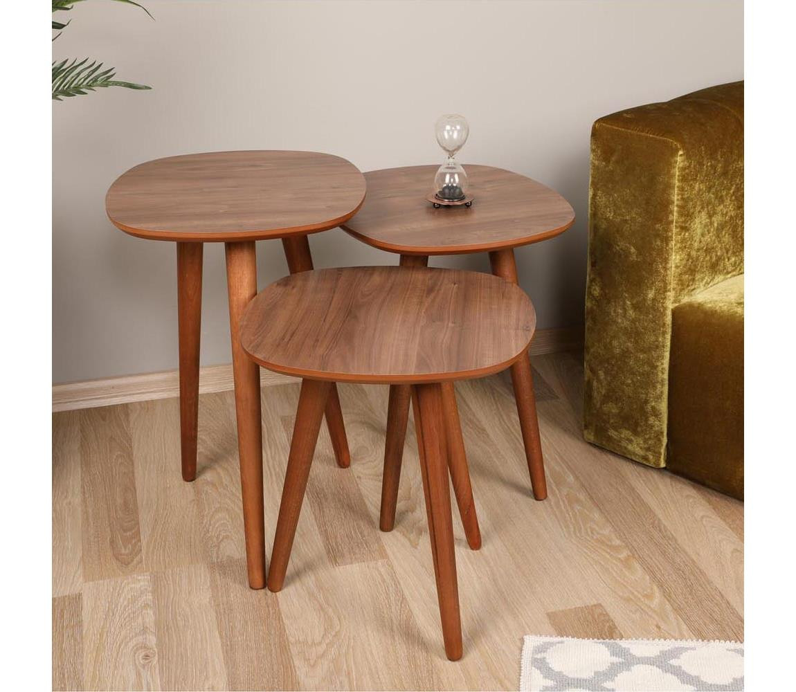 SADA 3x Odkládací stolek TYN hnědá