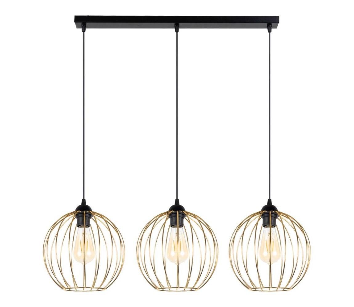 Lustr na lanku MATT 3xE27/60W/230V černá/zlatá