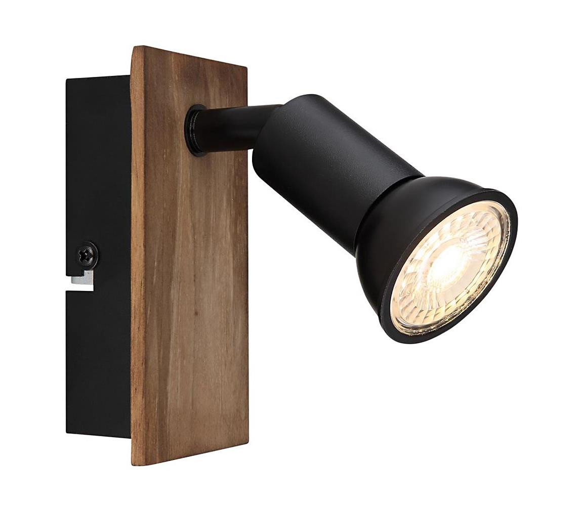 Globo Globo 57998-1W - Nástěnné bodové svítidlo DREW 1xGU10/35W/230V dřevo/černá