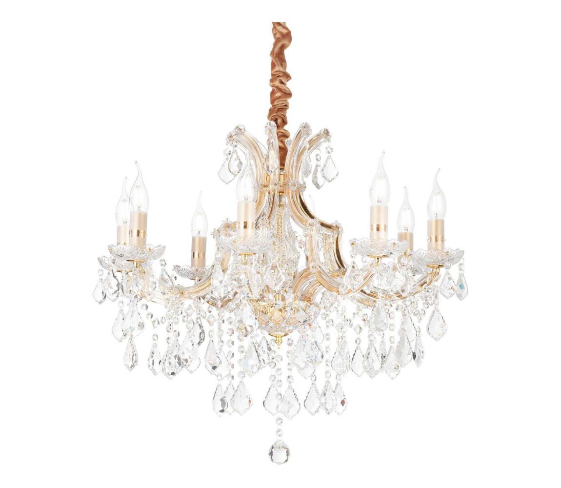 Ideal Lux Ideal Lux - Křišťálový lustr na řetězu NAPOLEON 8xE14/40W/230V pr. 67 cm zlatá