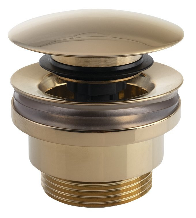 Silfra Umyvadlová výpust 5/4“, tichý click-clack, velká zátka, 5-55mm, zlato