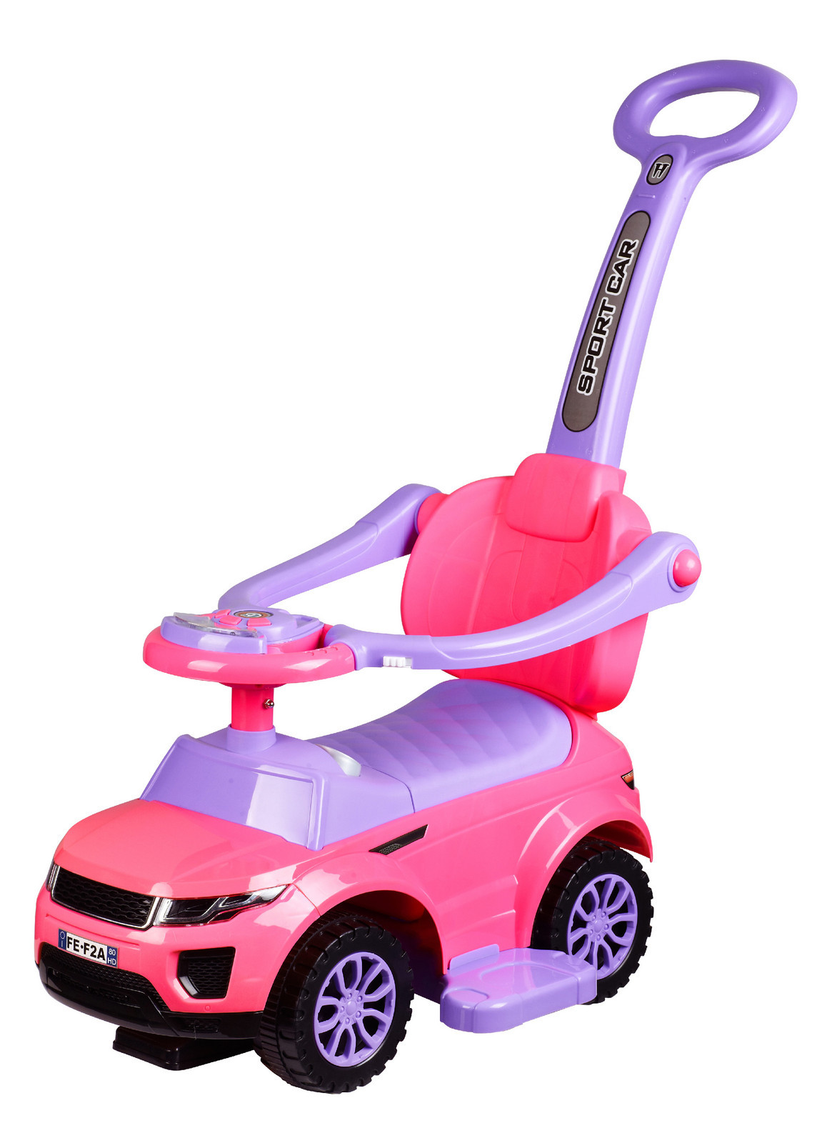 Mamido Mamido Odrážedlo Sport Car s vodící tyčí 3v1 GUMOVÉ kola růžové