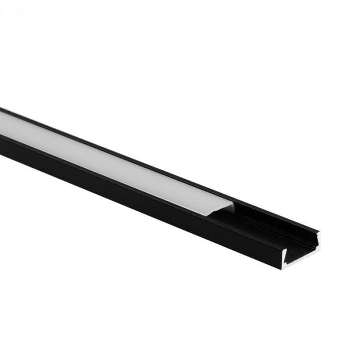 Eco Light Přisazený profil N01 černý + mléčný difuzor 1m + 2x krytky EC20903