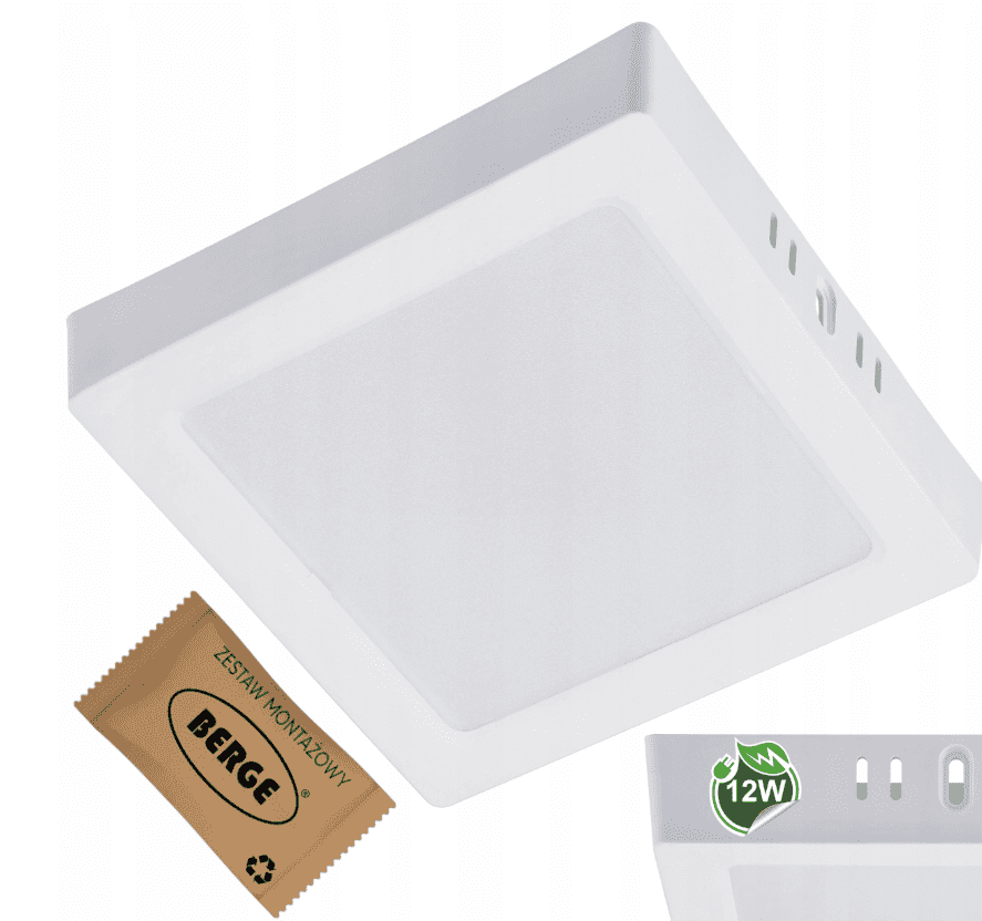 Berge Přisazený čtvercový LED panel 12W - 1320lm - Neutrální bílá barva BP-N/T-S-12W-NW
