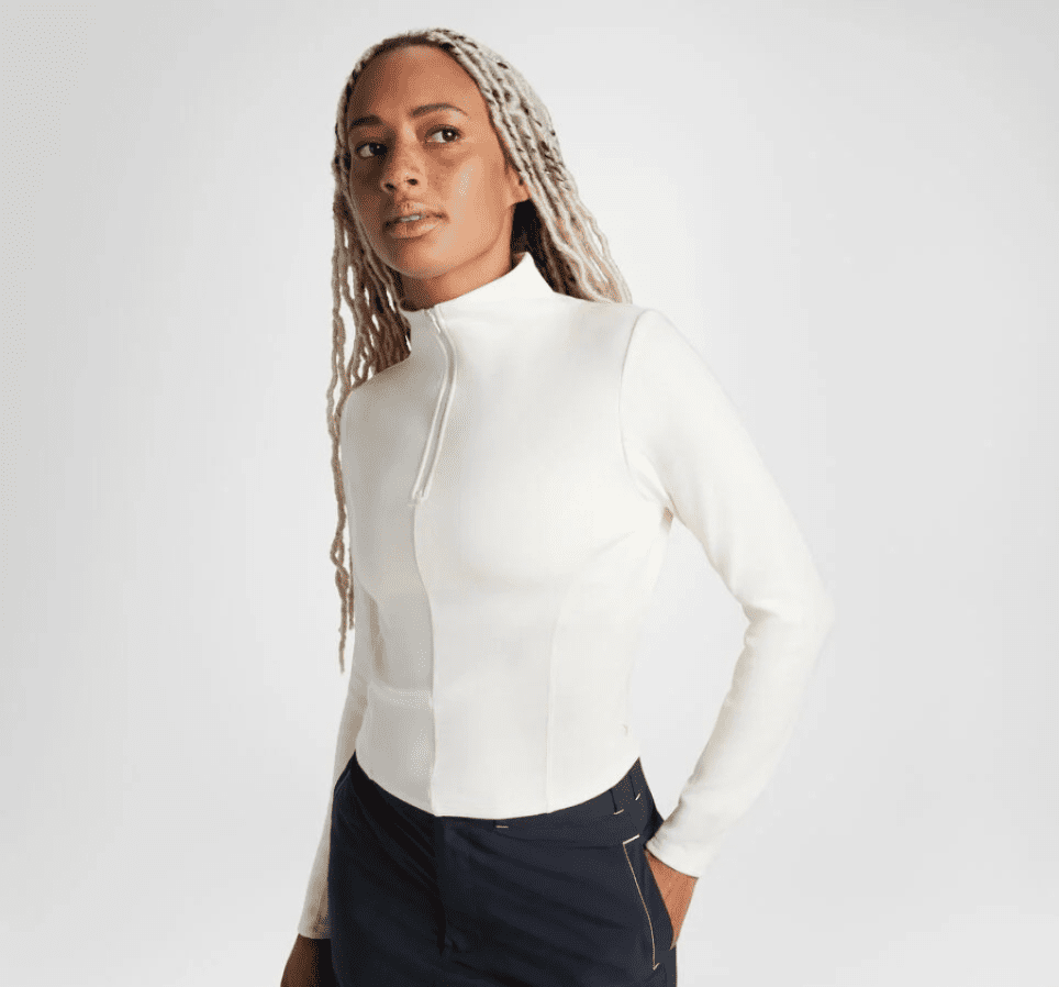 converse LONG SLEEVE 1/2 ZIP TOP Dámské tričko S 10027392-A01