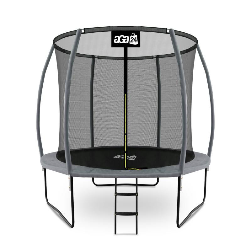 Aga SPORT EXCLUSIVE Trampolína 250 cm Šedá + ochranná síť + žebřík