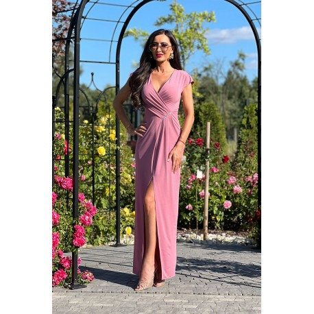 Starorůžové společenské maxi šaty HELEN, Velikost 44, Barva Starorůžová CF 0030073