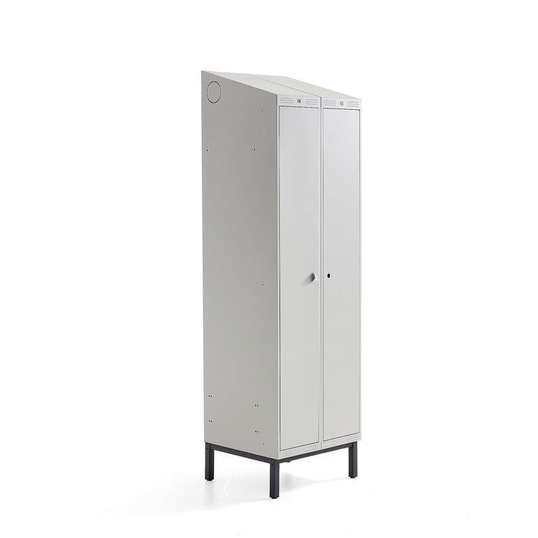 Šatní skříňka CLASSIC COMBO, 1 sekce, 2 boxy, 2100x600x550 mm, nohy, šedé dveře