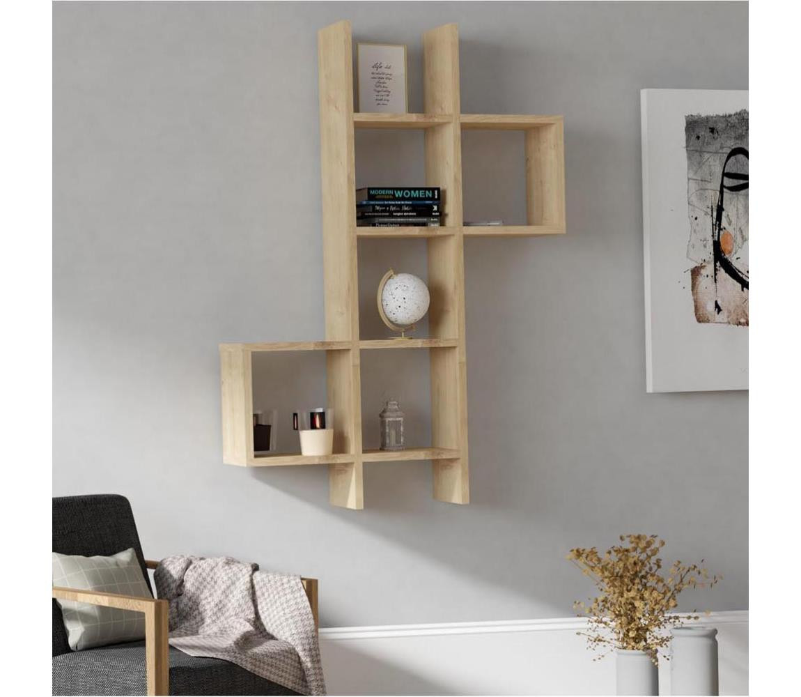 Nástěnná police KENO 125x79 cm hnědá