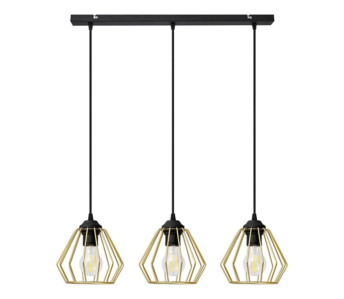 Lustr na lanku AGAT 3xE27/15W/230V zlatá/černá