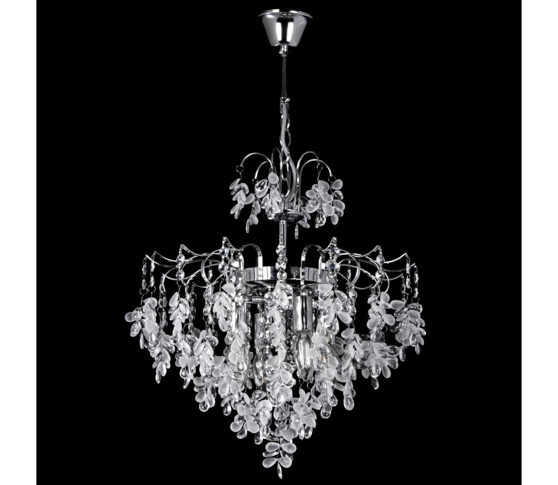 Lustr na řetězu 4xE14/60W/230V pr. 40 cm lesklý chrom