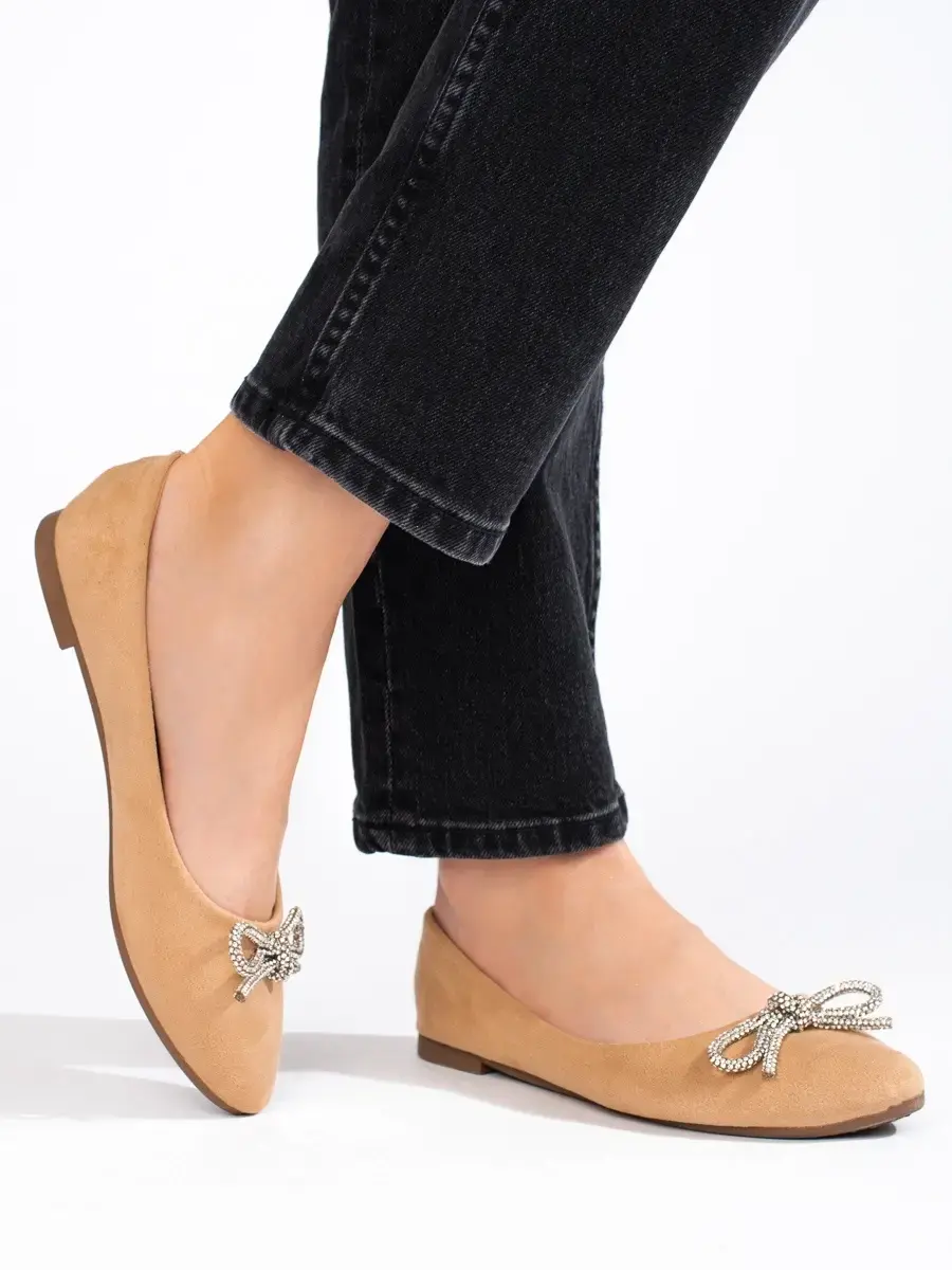 Trendy dámské baleríny béžové bez podpatku