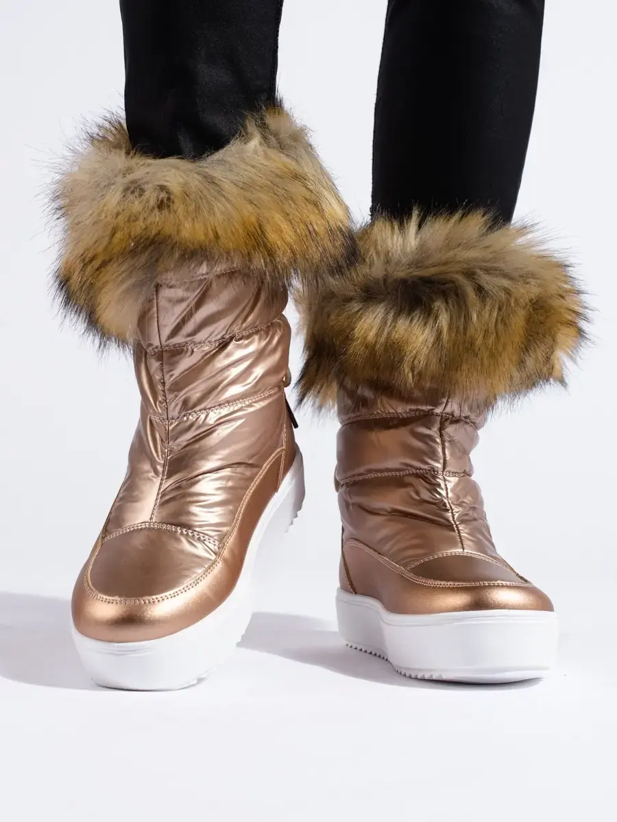 Pěkné dámské sněhule růžové na platformě