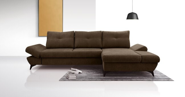 LASKI Tmavě hnědá rohová pohovka VENTI - pravá 284x85x96-166 tmavě hnědá - ASTI 6