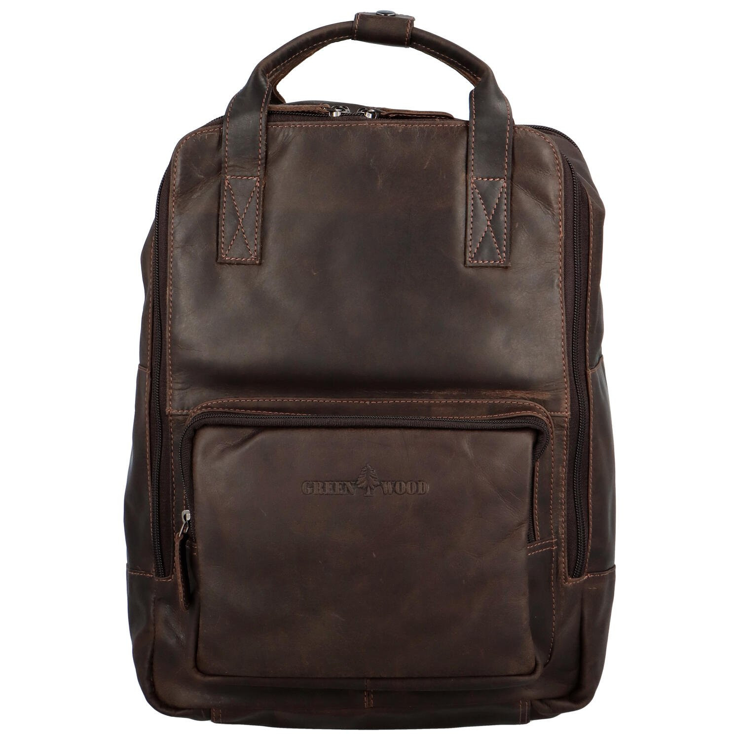 Kožený batoh hnědý - GreenWood Christof hnědá