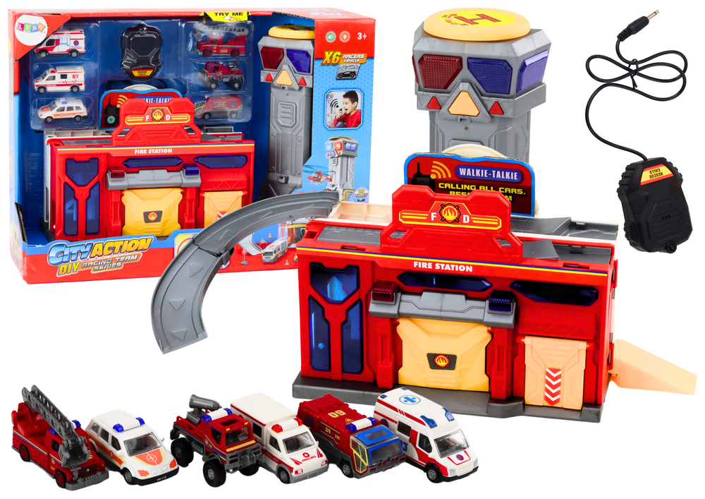mamido Dětská hasičská stanice s řídícím centrem a 6 autíčky
