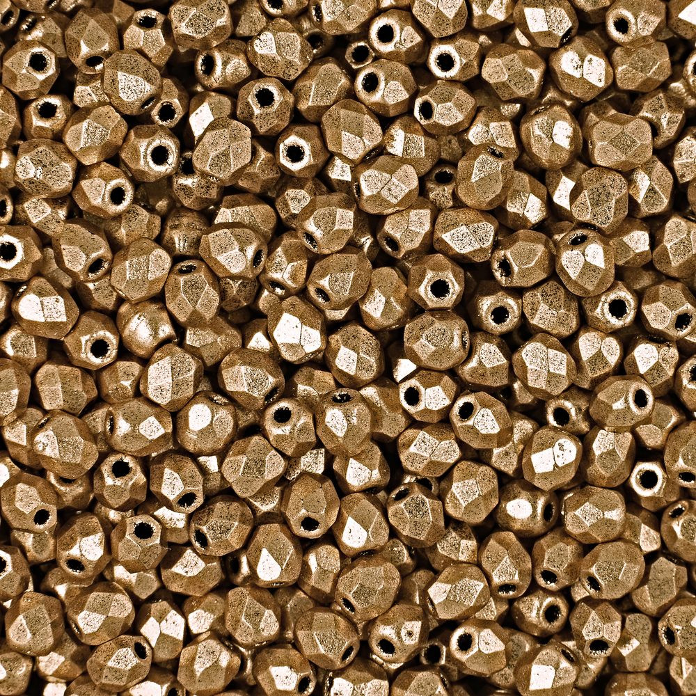 Manumi české broušené korálky 3mm Matte Metallic Flax - 300 ks