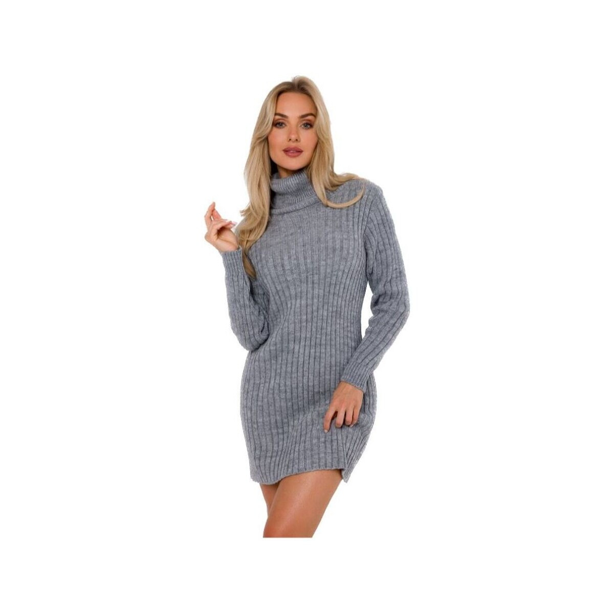 Made Of Emotion  Dámské pletené šaty Kashka M770 šedá  Šedá