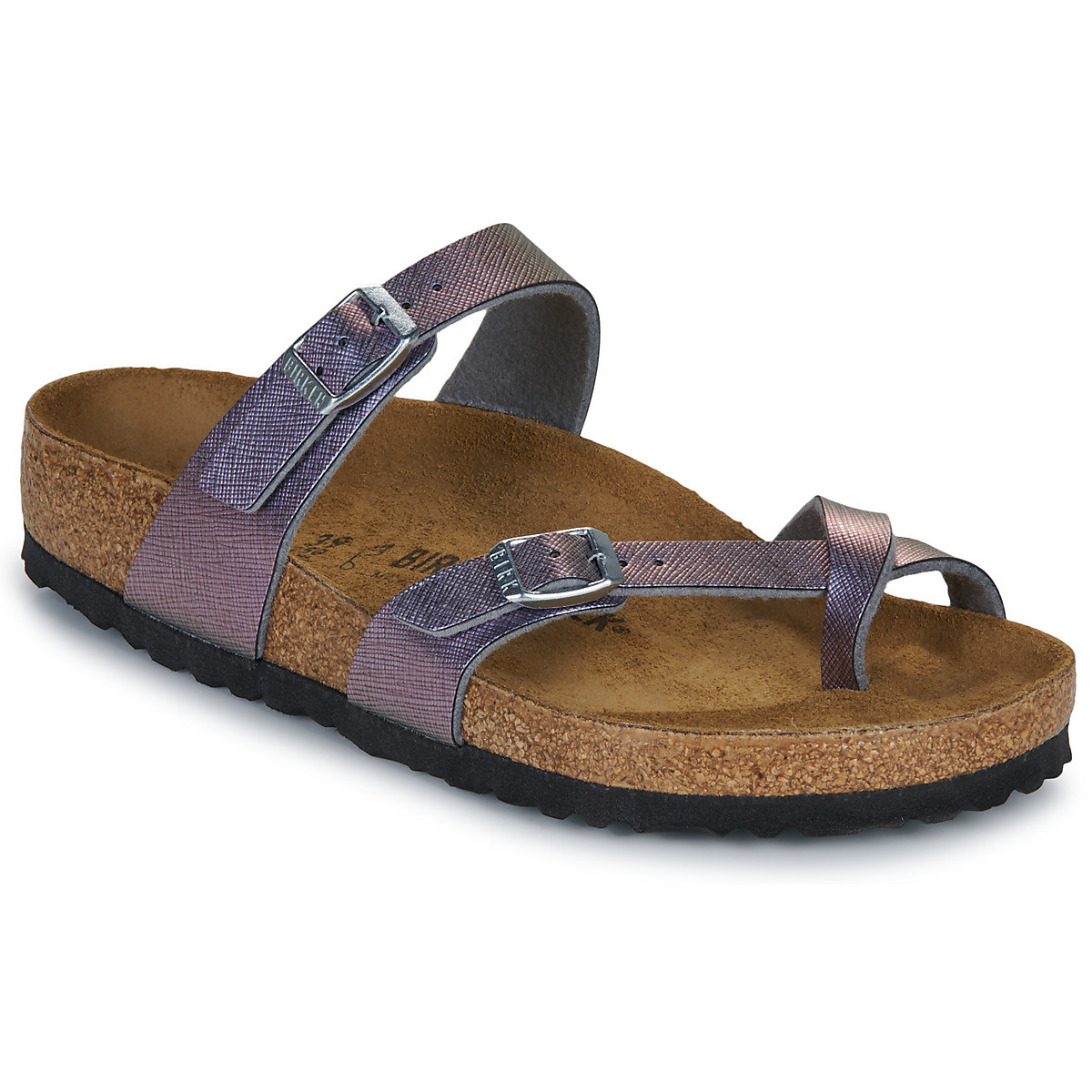 BIRKENSTOCK  Mayari BF Saffiano Iridescent Viola  Stříbrná