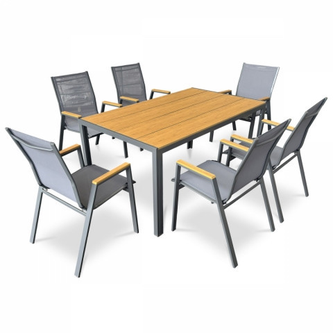 Zahradní stůl 150x90 deska polywood dekor dub šedá kovová konstrukce AZT-S1215 OAK Akce, super cena, zlevněná doprava Autronic