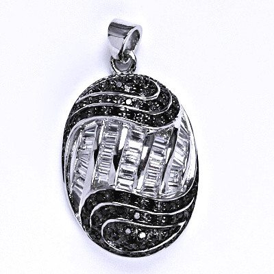 Stříbrný přívěsek s černými a čirými zirkony, přívěsek ze stříbra, 7,04 g