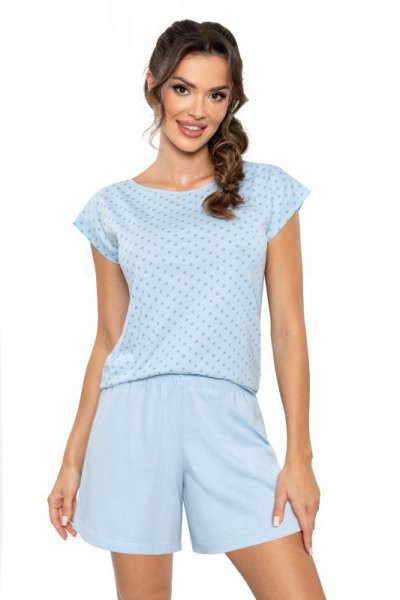 Bawełniana piżama damska z krótkimi spodenkami - Sky 1/2 36/S