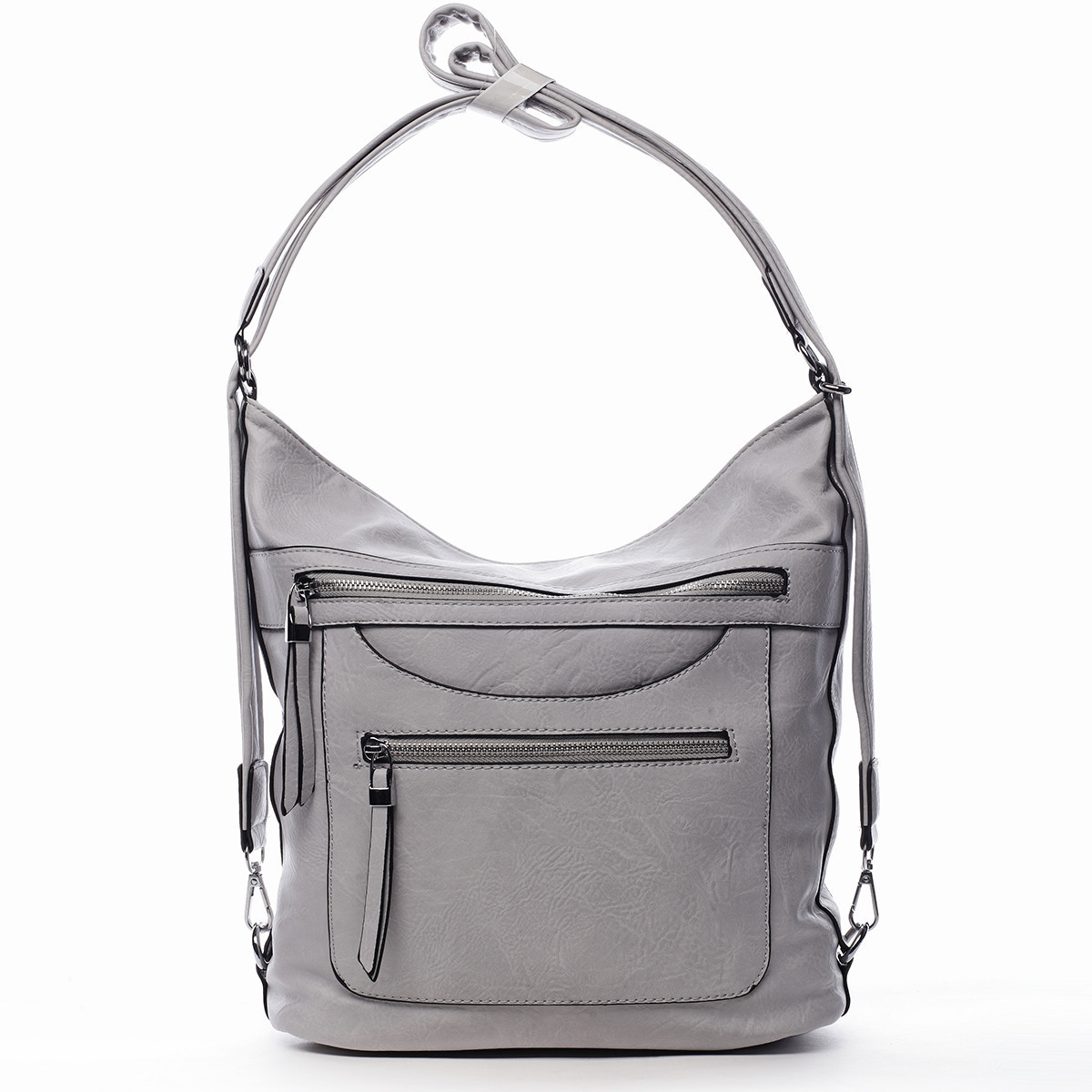 Pohodlná dámská koženková kabelka/batoh Fidéle šedá