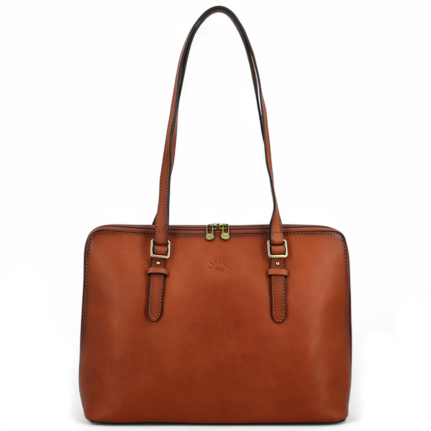 Luxusní dámská kožená kabelka na rameno Katana Timotea, světle hnědá