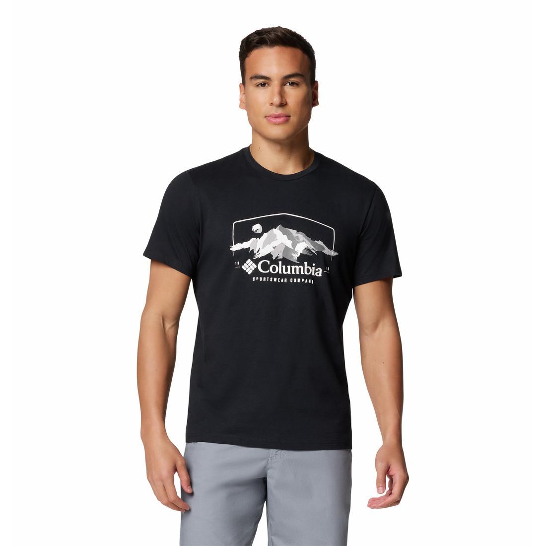 Pánské triko Columbia Path Lake™ Graphic Tee II Velikost: L / Barva: černá/šedá