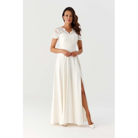 Dámské svatební a společenské šaty PAULA ecru, Velikost 48, Barva Smetanová BF 0440002