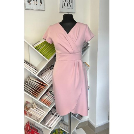 Pudrové pouzdrové šaty SALMA, Velikost 46, Barva Pudrová Anna Grace 0020029