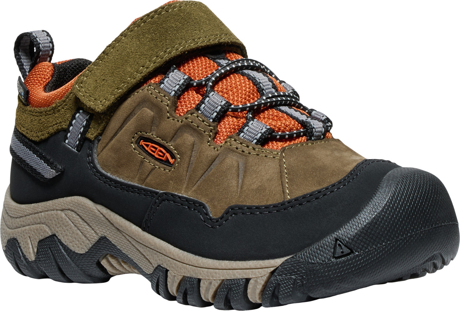 Keen TARGHEE IV LOW WP CHILDREN dark olive/gold flame Velikost: 27/28