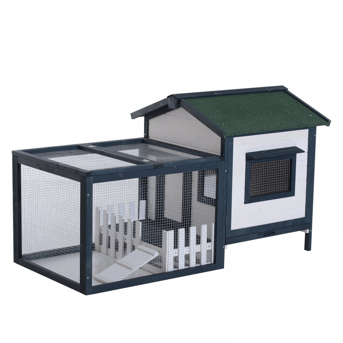 Goleto Dřevěná králíkárna 151 x 78 x 84 cm | bílá