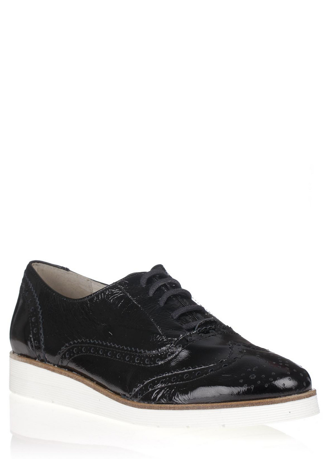 Maria Jaén Černé kožené boty na bílé podrážce María Jaén Velikost: 40