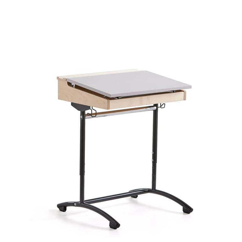 Školní lavice ACCESS, 650x550 mm, nastavitelná výška, HPL, antracitově šedá/šedá