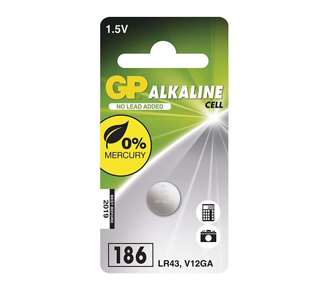 Alkalická baterie knoflíková LR43 GP ALKALINE 1,5V/70 mAh