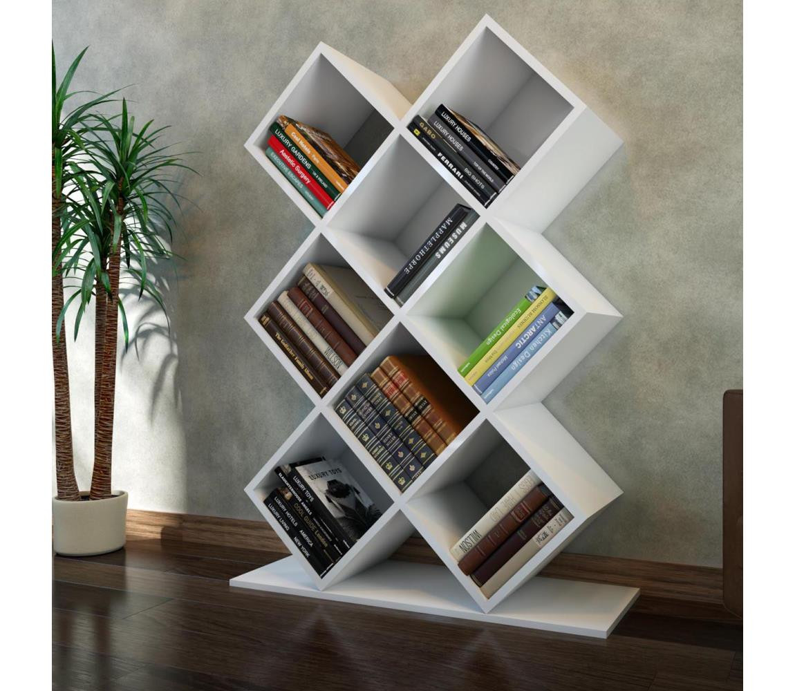 Knihovna KUMSAL 129x90 cm bílá
