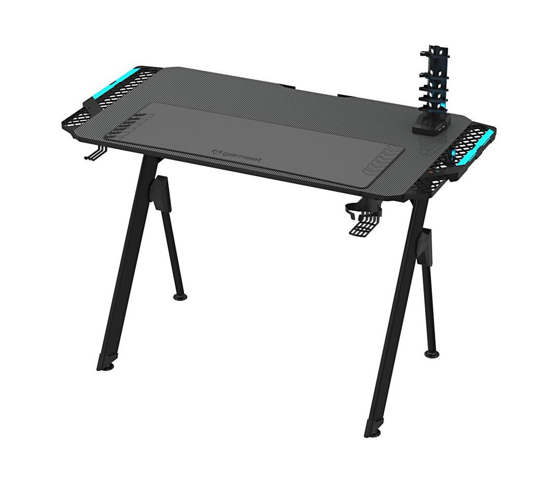 Herní stůl FALCON s LED RGB podsvícením 116x60 cm černá