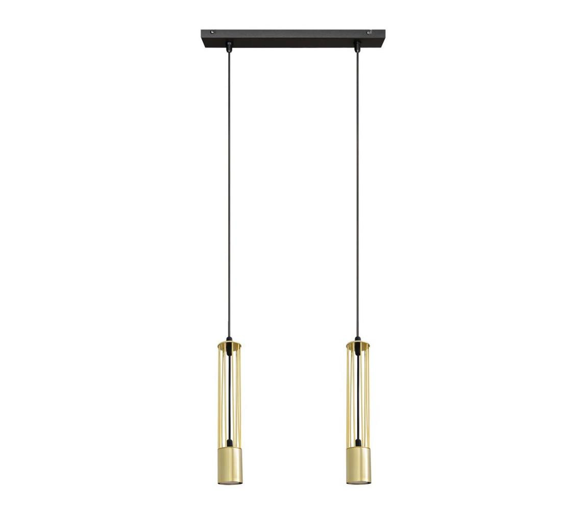 LED Lustr na lanku BARS 2xGU10/4,8W/230V zlatá/černá