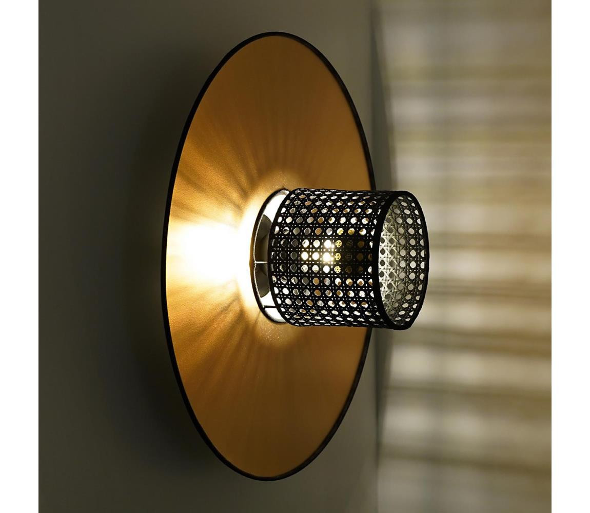 - Nástěnné svítidlo TOKYO RATTAN 1xE27/15W/230V pr. 50 cm zlatá/černá
