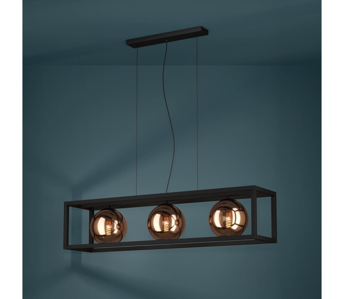 Eglo Eglo 390091 - Lustr na lanku CORDOBA 3xE27/40W/230V měděná/černá