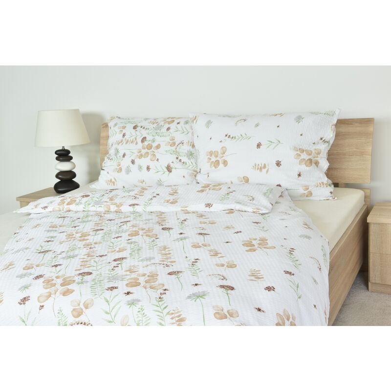 Ložní povlečení, Krep, Kytky béžové  1+1