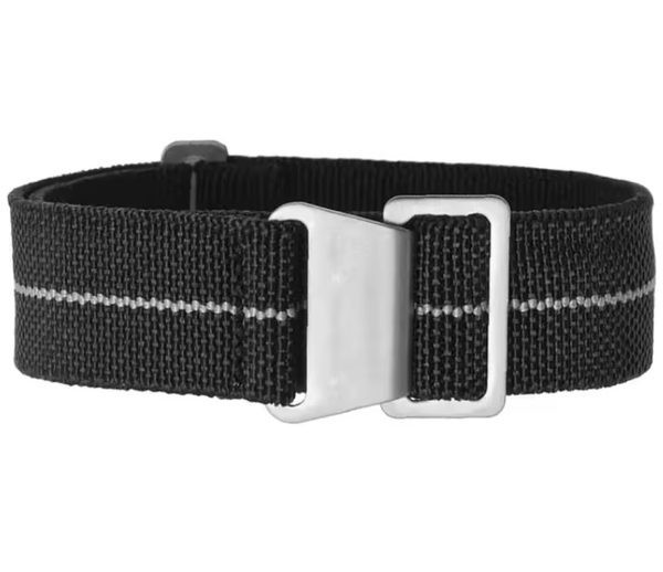 Elastický nylonový řemínek, černý-světle šedá (motiv 26) - 20 mm