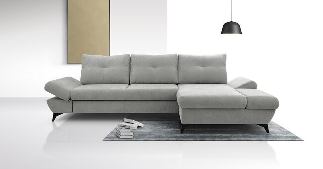 LASKI Šedá rohová pohovka VENTI - pravá 284x85x96-166 šedá - ASTI 13